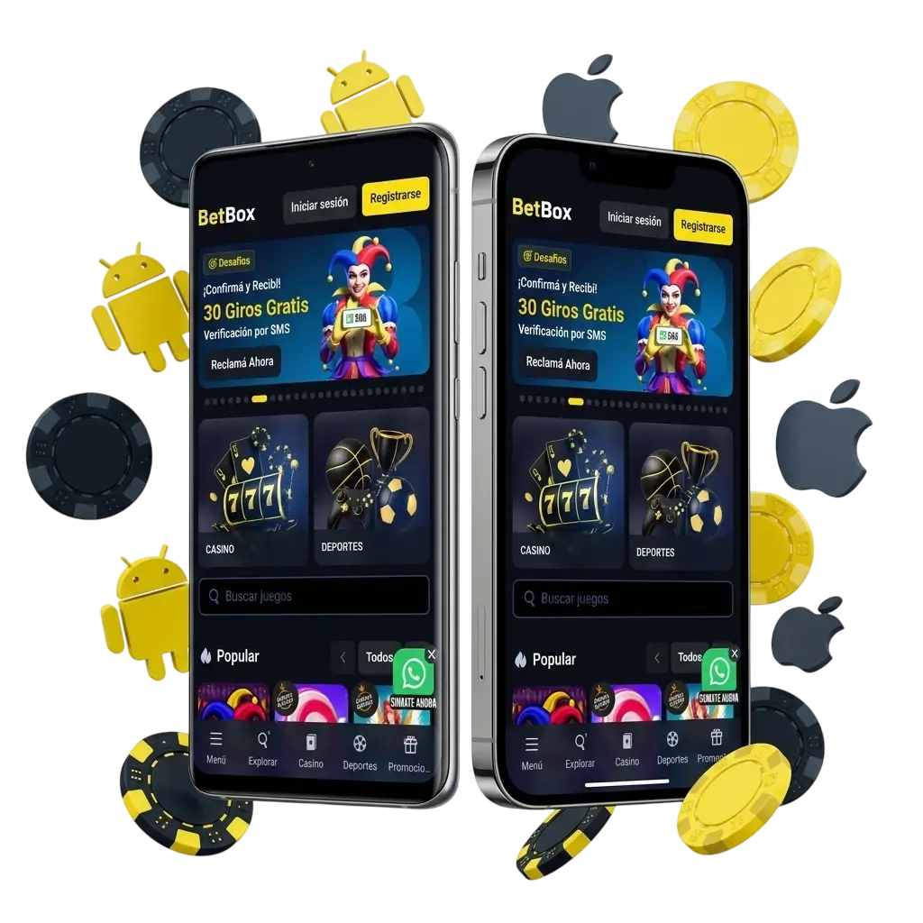 App Betbox disponible para Android e iOS con apuestas deportivas, casino y gestión de cuenta desde el celular