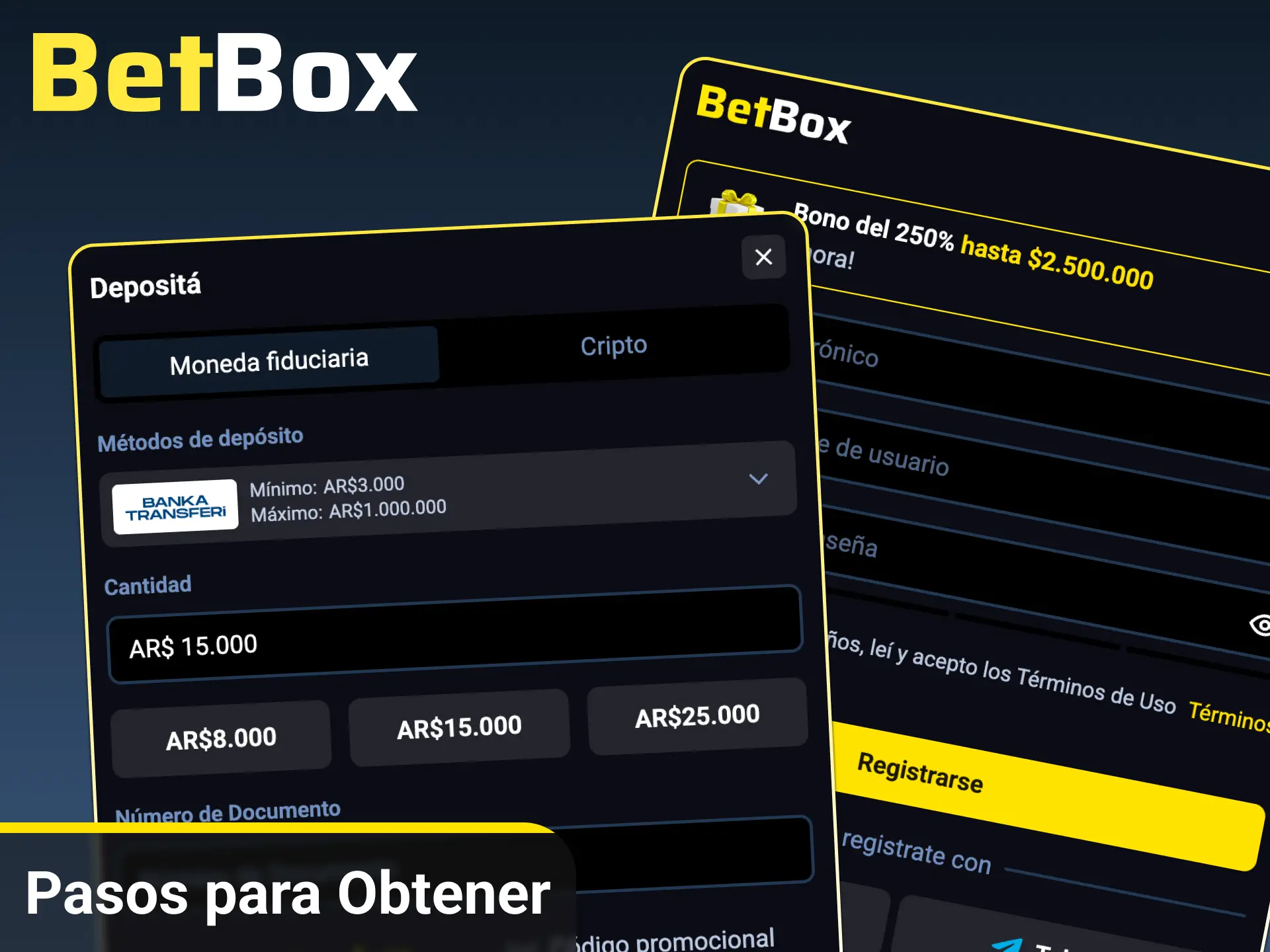 Seguí el paso a paso para depositar, ingresar el código promocional y activar tu primer bono en BetBox Argentina.
