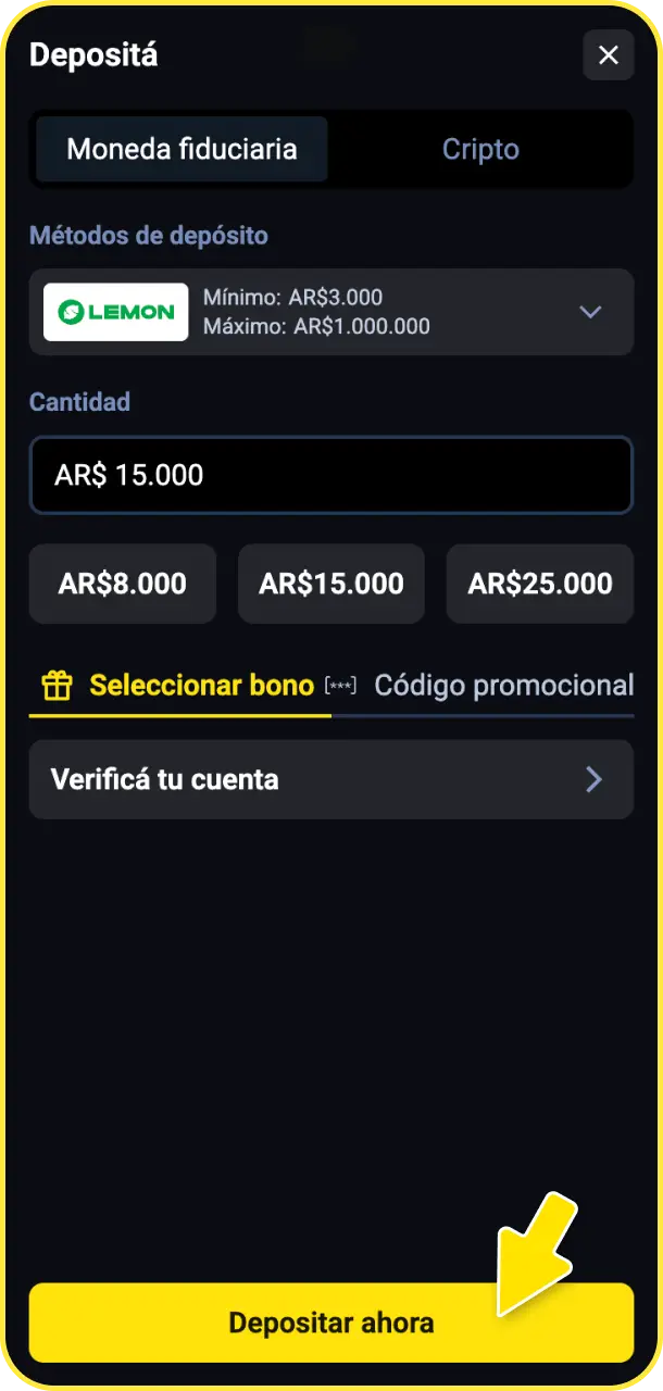 Colocá el saldo que querés ingresar y aprobá la operación para acreditar el dinero en BetBox Argentina.