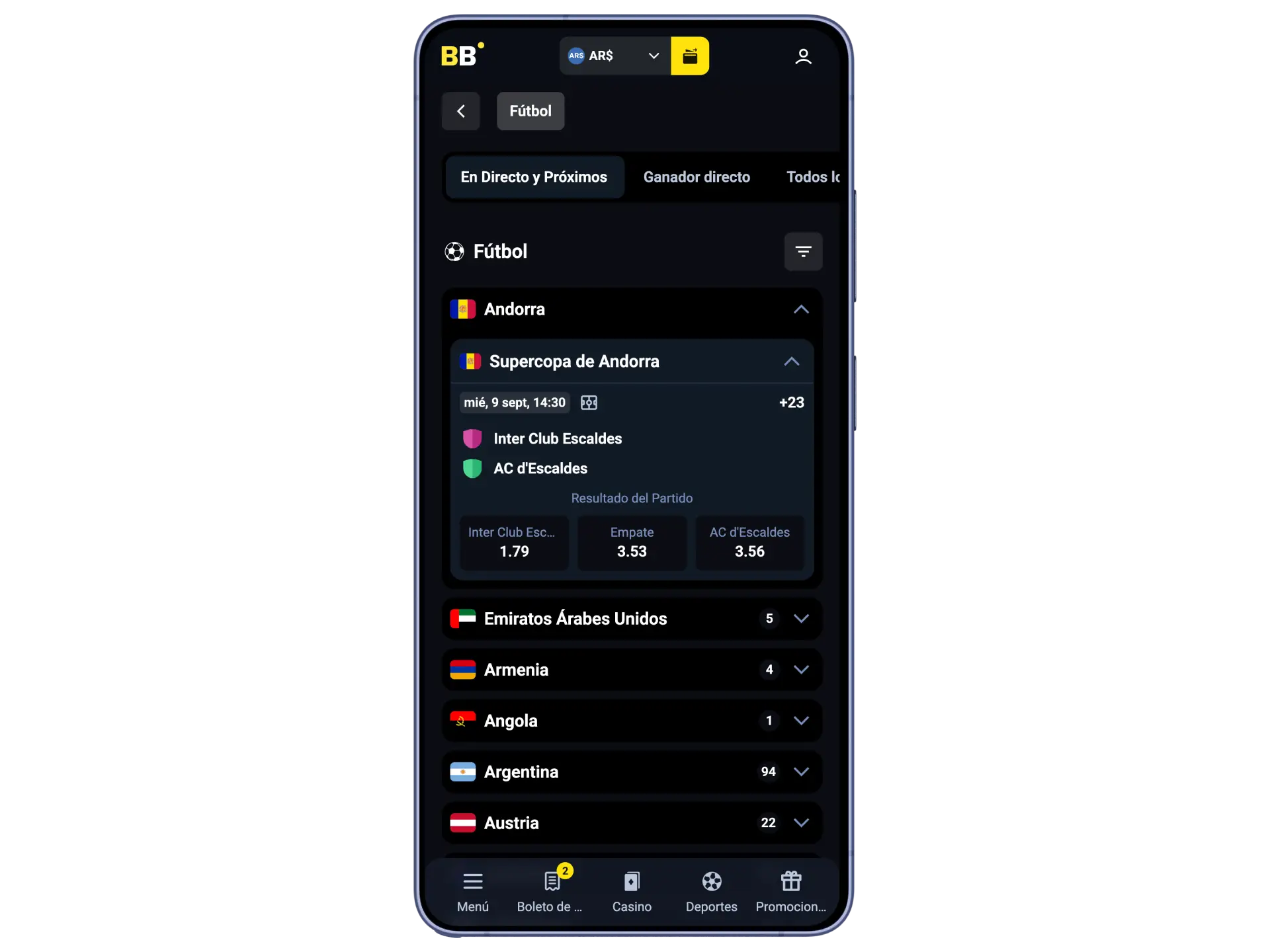Descargá la aplicación o ingresá desde tu navegador móvil para apostar al fútbol en BetBox Argentina.
