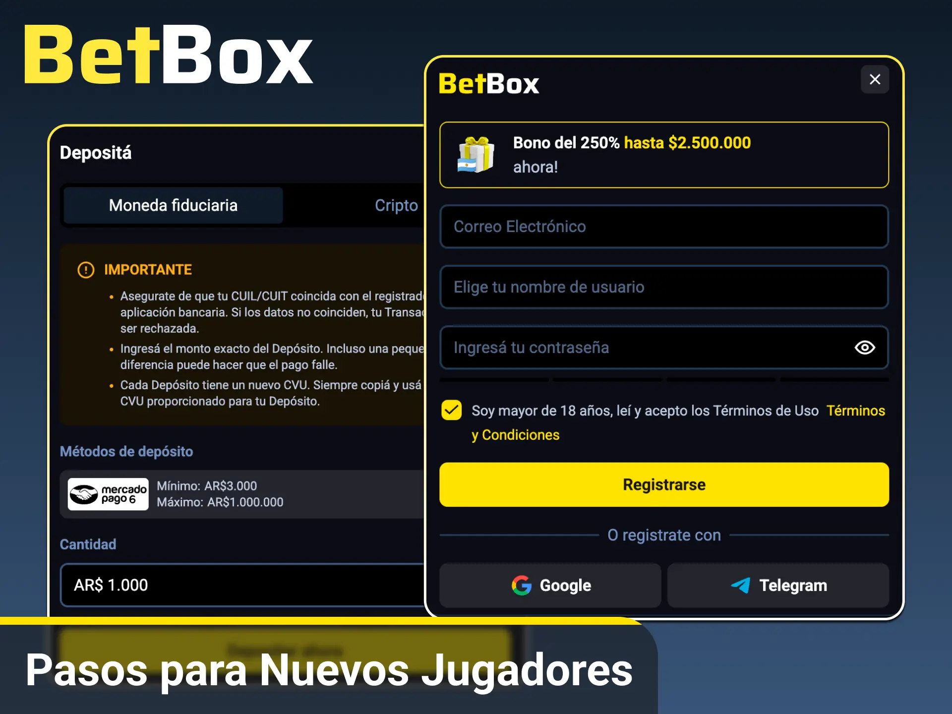 Seguí la guía paso a paso desde el registro inicial hasta la confirmación de tu jugada en BetBox Argentina.